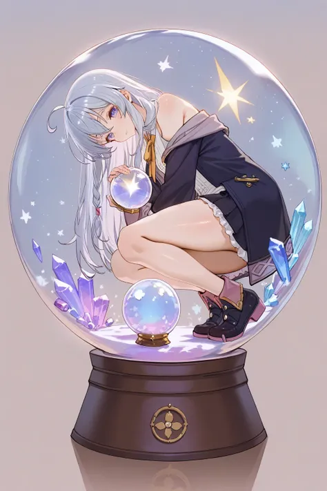 Simple Flat Coloring,ZX light,elaina (majo no tabitabi),Crystal ball,ZX light,Simple Flat Coloring,1girl,solo,shiny skin,ciloranko,rhasta,very aesthetic,high definition,masterpiece,illustratio,best qualityn,artist:hxxg,{pigeon666},[ciloranko,wlop][artist:a...