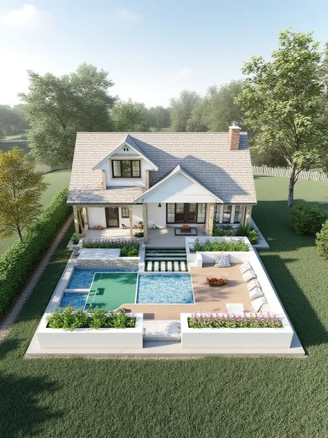 3d rendering,house,tennis court,swimming pool,