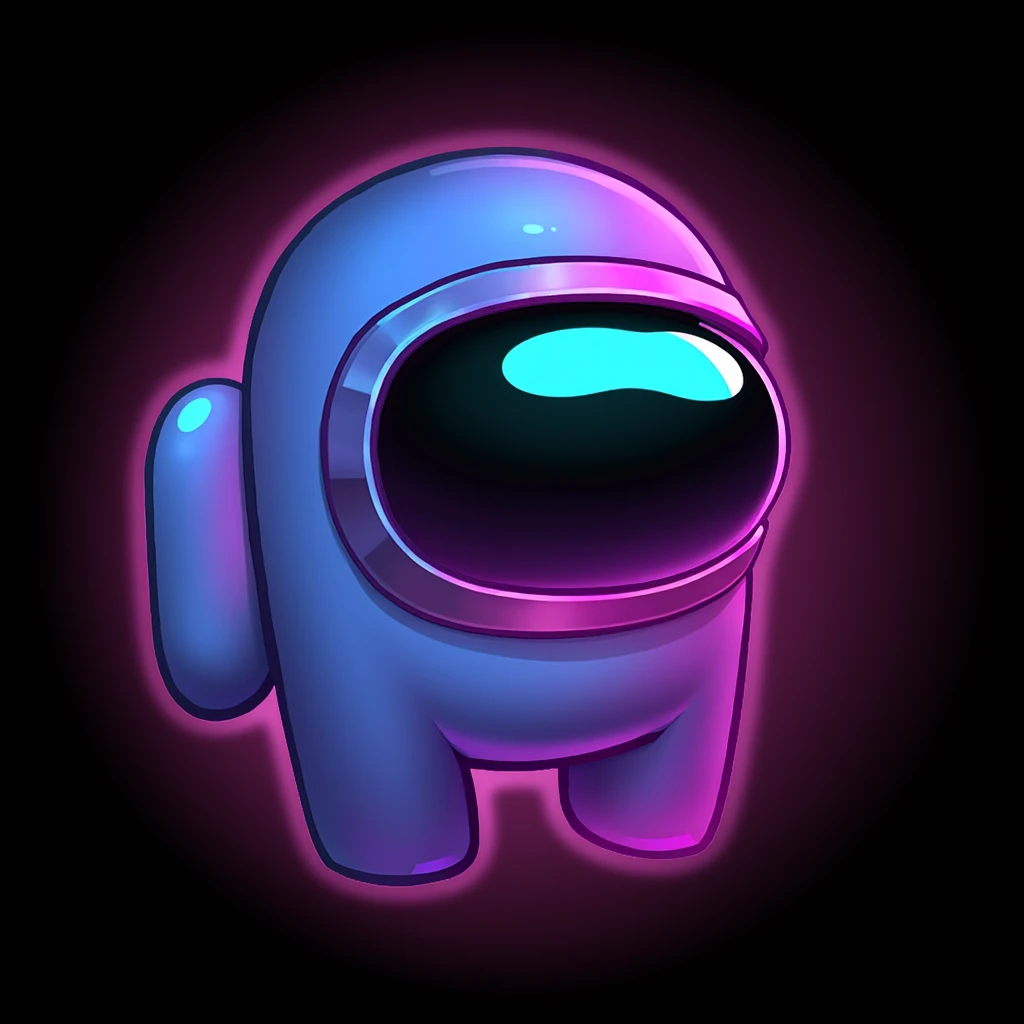 emotelol, 
Among Us, crewmate, colorful, space, helmet, mysterious.
, cartoon emote style, detailed, league of legends, stroke, outer glow, black background
