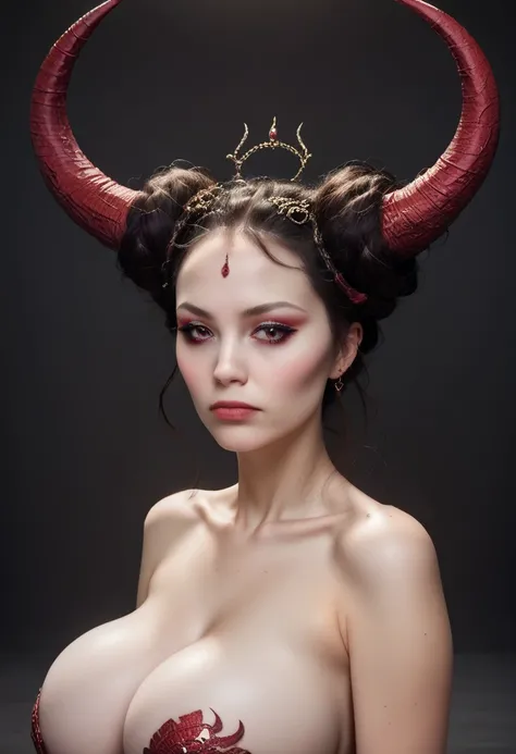 score_9, score_8_up, score_7_up, rating_safe, concept art, semi-realistic, dvr-gs, 1girl, solo.
Young beautiful face, fit body, 
(Big breast), (round breasts:1.5), 
FakeHorns. Horn Hair