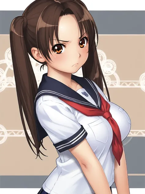 detailed background, shiny skin, posing, rating safe, 
<lora:otomef.pony:1.0>,
otomef, rino, 
large breasts, 
frown, 
school uniform,