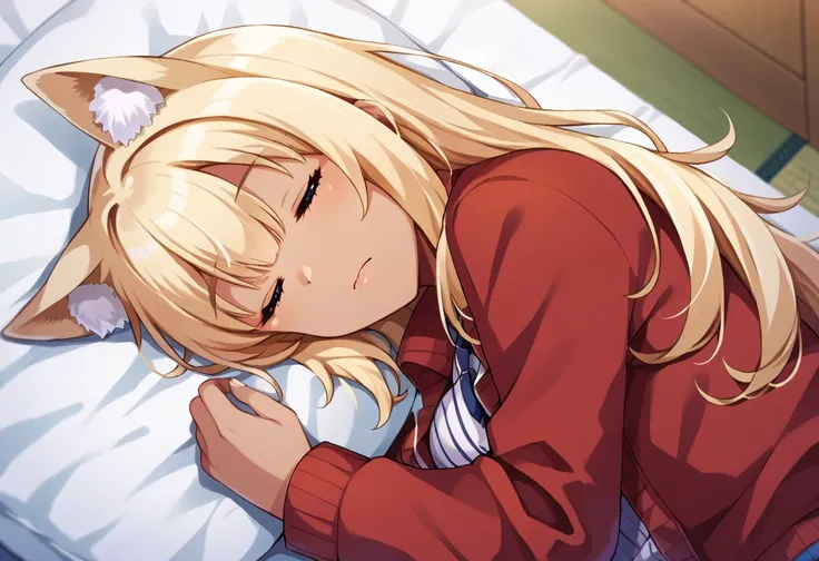 score_9, score_8, score_7, source_anime, gyaru dog girl, sleeping