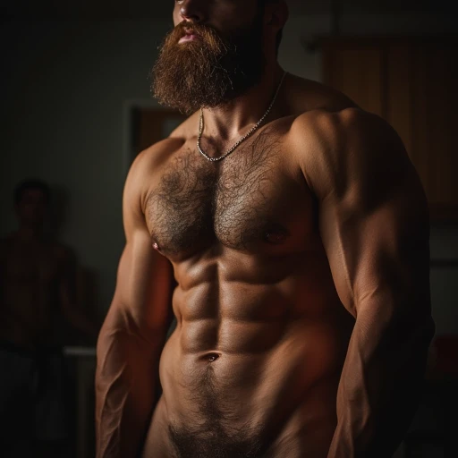 dramatic lighting slightly  hairy  physique, hair, pubic, Fantastic abs, close-up