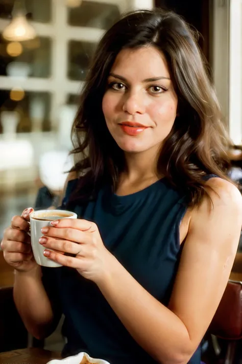 <lora:CandidaRoyalle:0.8>, glamour portrait of a woman, wearing casual clothes, having coffee in a vintage cafe, natural light, RAW photo, subject, 8k uhd, dslr, soft lighting, high quality, film grain, Nikon D850