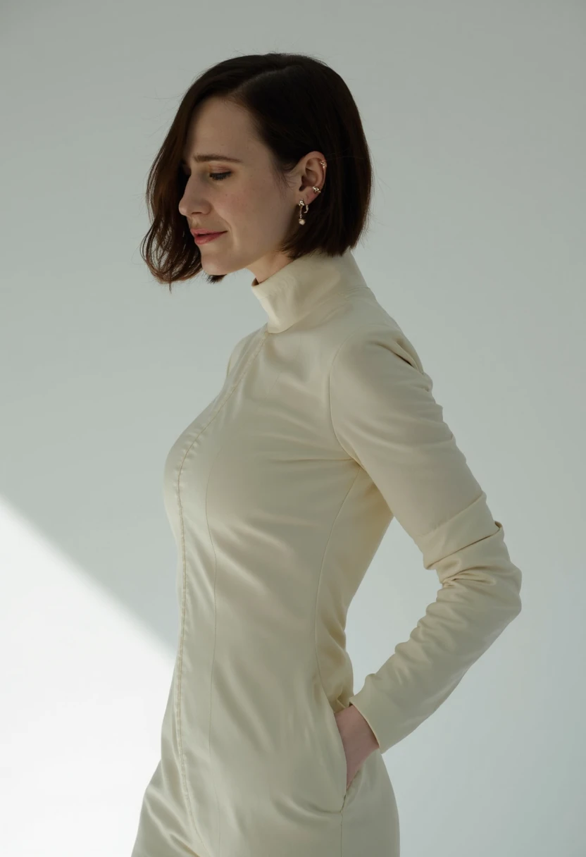 {    "T5": "A high-quality cropped portrait of Rachel Brosnahan, captured using a digital Hasselblad H3D-II 39 camera. The image will be shot in a studio setting with a stark, minimalist background, allowing Rachels features to take center stage. She will ...