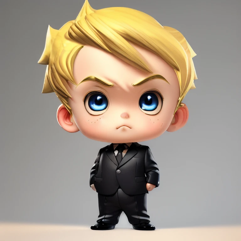 3D Mascot Blonde Boy in Black Suit