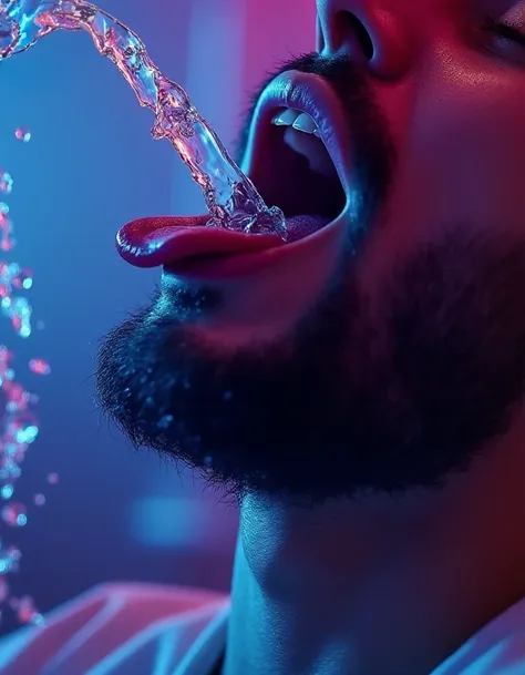 Liquid pouring in mouth