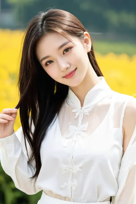 beautiful girl, (smirk:0.4), chinese white clothes