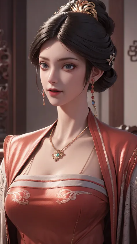 masterpiece,best quality,official art,extremely detailed CG unity 8k wallpaper,[light rays],light particles,CG,8K,
1girl,jewelry,solo,earrings,necklace,black hair,hair ornament,closed mouth,chinese clothes,dress,
<lora:ç»èå¶é :0.2>,<lora:è®¸æ°:0.7>,