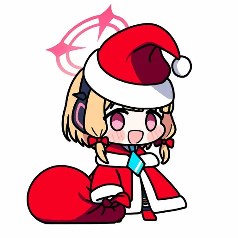 1girl,solo,holding sack,alternate costume,((santa costume)),momoi (blue archive),
<lora:padoru_NoobVpred10:1>,