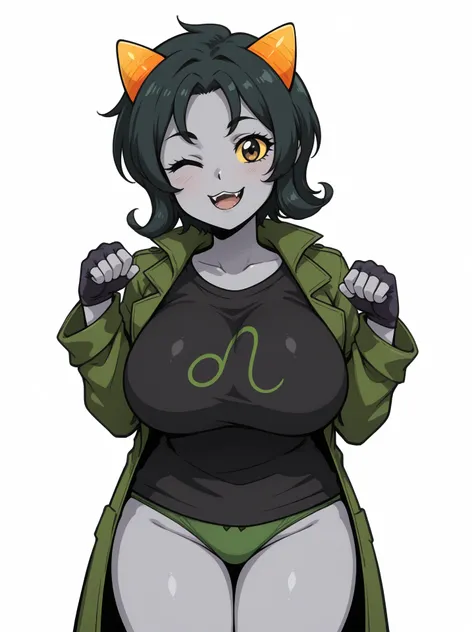 vscore_9, score_8_up, score_7_up, score_6_up, score_5_up, score_4_up, 2d, anime, anime artstyle, simple shadows, flat coloring, flat shadows, thick lines,  <lora:Nepeta_Leijon_Homestuck_-_SDXL_Illustrious:1.0>, nepeta leijon, 1girl, solo, breasts, looking ...