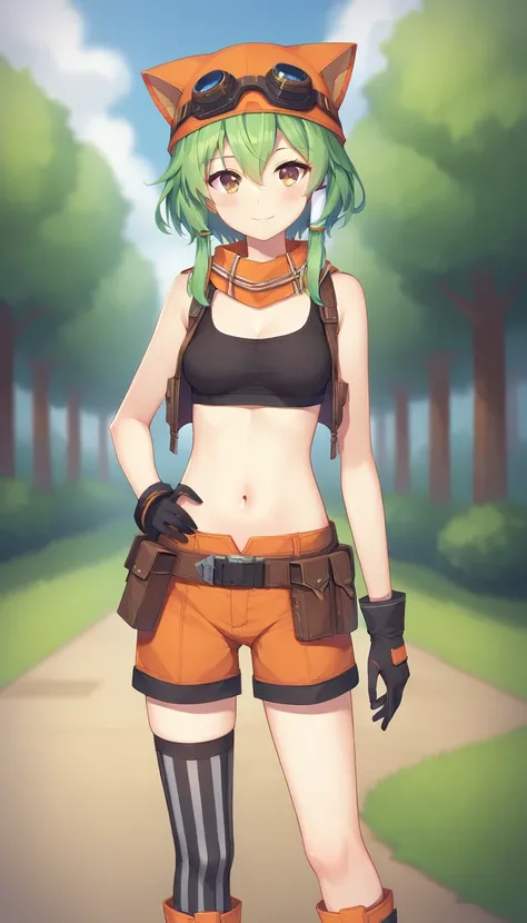 score_9,score_8_up,masterpiece,best quality,correct anatomy,anime_source,1girl,solo,perfect eyes,perfect arms,perfect legs,perfect face,outdoors,upper body,(portrait:1.5),looking at viewer,facing viewer,smile,blush,(petite:1.5),Charles Richelieu,animal hat...