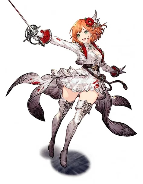 <lora:GAME_STYLE_ffbrave-000014:1>,
airbrush (medium),
BREAK
1girl,solo,thighhighs,gloves,white background,dress,holding sword,orange hair,white dress,short hair,thigh boots,full body,boots,standing on one leg,simple background,hair ornament,white gloves,o...