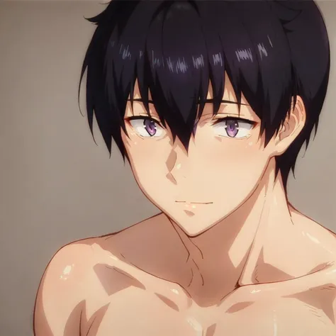 score_9, score_8_up, score_7_up, score_6_up, source_anime , shiny skin , nsfw , sexy , ( michio kaga ,1boy , black hair , hair between eyes , dark purple eyes, perfect eyes,), naked , full nude , topless , upper body , simple background , white background ...