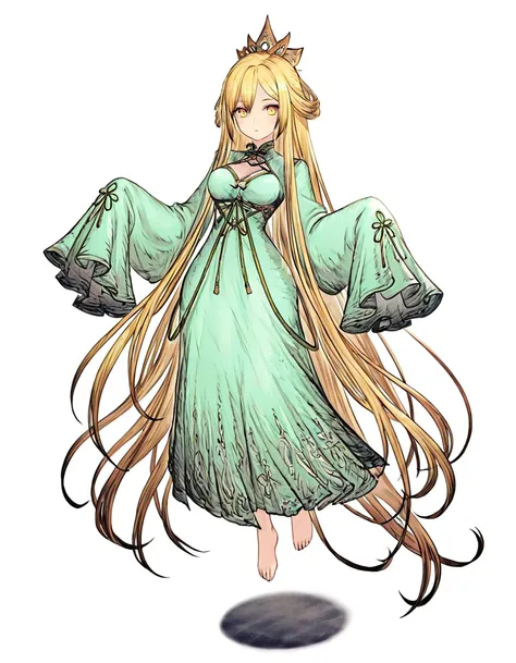 <lora:GAME_STYLE_ffbrave-000014:1>,
airbrush (medium),
BREAK
1girl,solo,long hair,absurdly long hair,very long hair,white background,full body,dress,blonde hair,green dress,simple background,hair ornament,sleeves past fingers,looking at viewer,breasts,long...