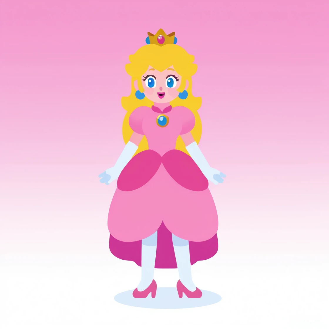 flat cartoon, princess peach