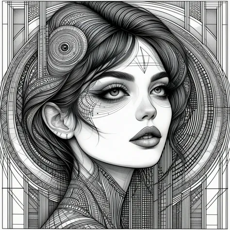 An intricately detailed portrait of a beautiful punk girl.

An artistic outline drawing in pen and ink. Bold black lines. A complex geometric background, like stained glass, ready for coloring in.

<lora:LineDrawing02_CE_XL_300-OT:0.6> lndrwngCE_style
