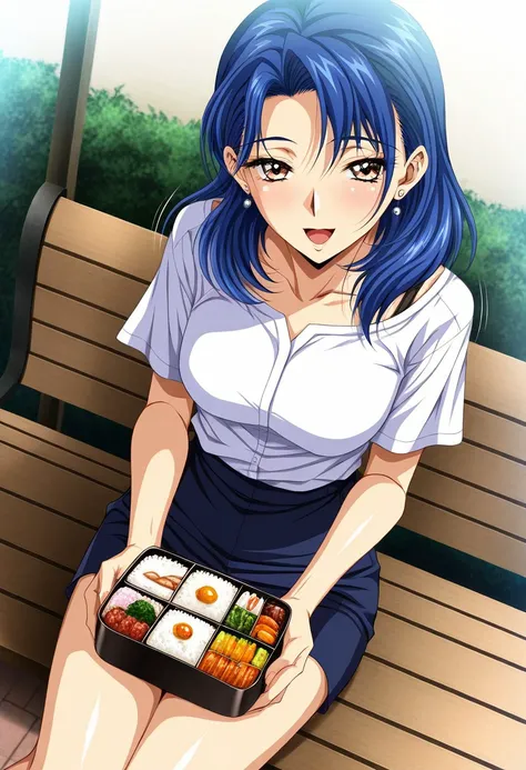 masterpiece, best quality, newest, highres, uncensored, 1girl, yokota mamoru style,motion lines,Very straight nose，slim,slender face,perfect nose,torogao,looking at the viewer,seductive smile
Misuzu Yuuka,Blue Hair, Hair Parted to Side, Shoulder-length Hai...