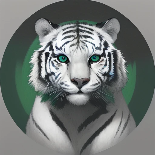 White Tiger in a Green Circle