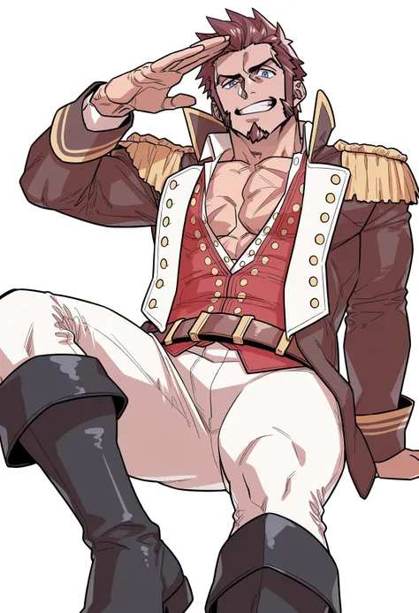 masterpiece, best quality, very aesthetic, highres, hima0jin, <lora:hima0jin_IllustriousXL_Î²:0.8>,
original, 1boy, solo, male focus, mature male, muscular male, looking at viewer, napoleon bonaparte (fate), fate/grand order, blue eyes, short hair, facial ...