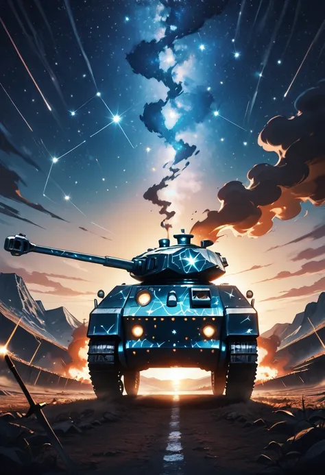 starry_morph tank on battlefield <lora:StarryMorphIllustrious:.9>, perfect quality, high quality, masterpiece, absolutely eye-catching, ambient occlusion, raytracingâââ