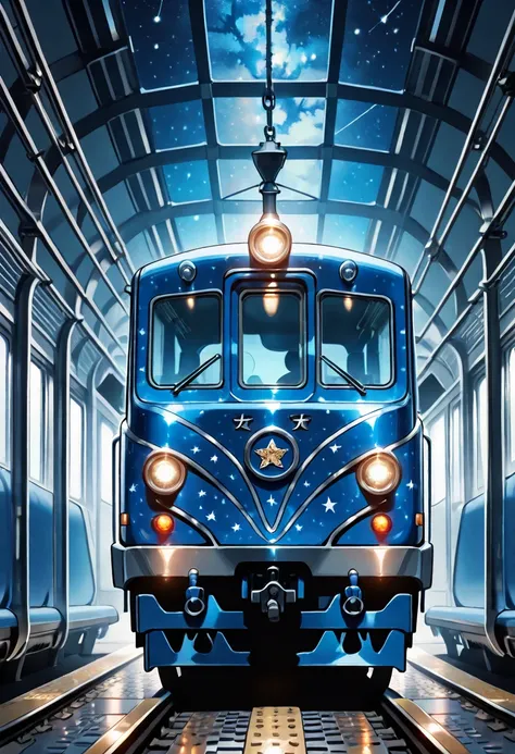 train, dark blue choo choo train, starry_morph  <lora:StarryMorphIllustrious:.7>, perfect quality, high quality, masterpiece, absolutely eye-catching, ambient occlusion, raytracingâââ