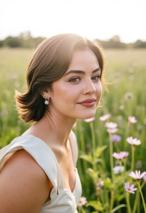 {   "T5": "A cinematic still portrait of Lucy Hale, inspired by the soft, dreamy style of photographer David Hamilton. The image is a high-quality photo taken with a vintage film camera, using Kodak Ektar 100 film for its vibrant yet soft tones, with an ap...