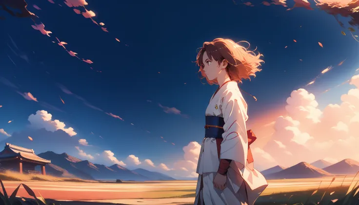 score_9, score_8_up, score_7_up, score_6_up, samurai, standing in the field, wind, looking-afar, sunrise, after-battle, abstract-background, source_anime