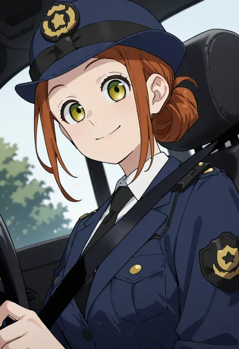 perfect quality, high quality, masterpiece, absolutely eye-catching BREAK
<lora:Yuzuki-san_Chi_no_Yonkyoudai_-_Saki_Kirishima:1> sakikirishima, brown hair, green eyes, single hair bun, short hair with long locks BREAK
police hat, police uniform BREAK
polic...