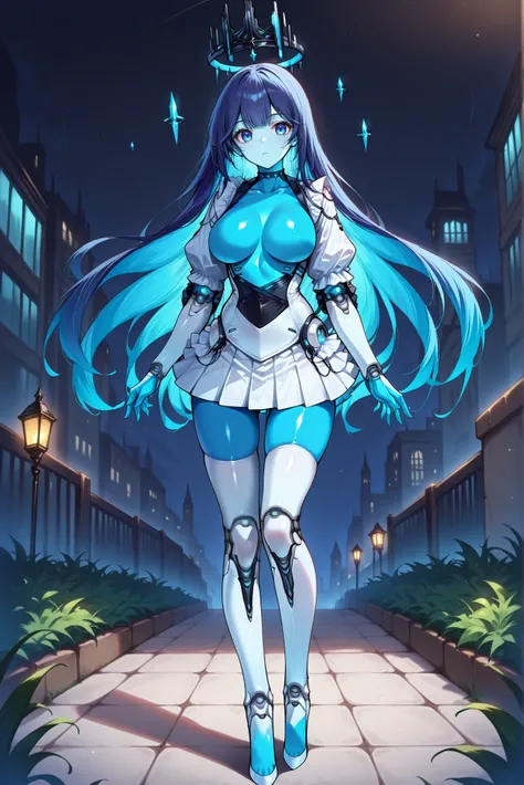 masterpiece, best quality, anime, 2d, 1girl, (slender, large breasts), solo, arbit3rthetow3r, <lora:ArbiterTheTower-ILXL-V1:1>
BREAK (blue hair, colored inner hair, long hair, colored skin, blue skin, robot joints, mechanical arms, mechanical legs)
BREAK (...