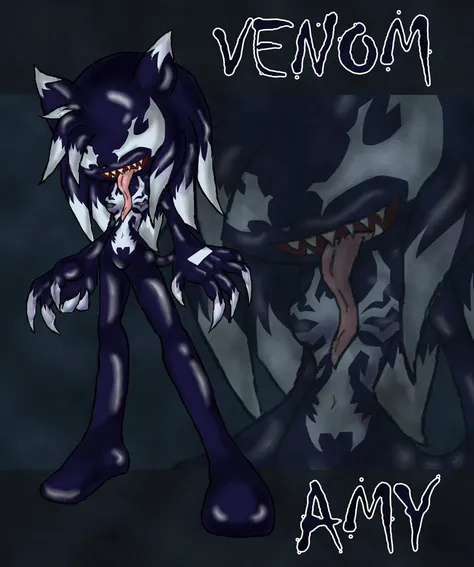 Venomized Amy Rose (venom_symbiote, sonic_serie)