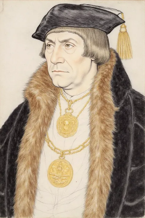 Tudor Portrait:  Hans Holbein the Younger Pencil Drawing Style