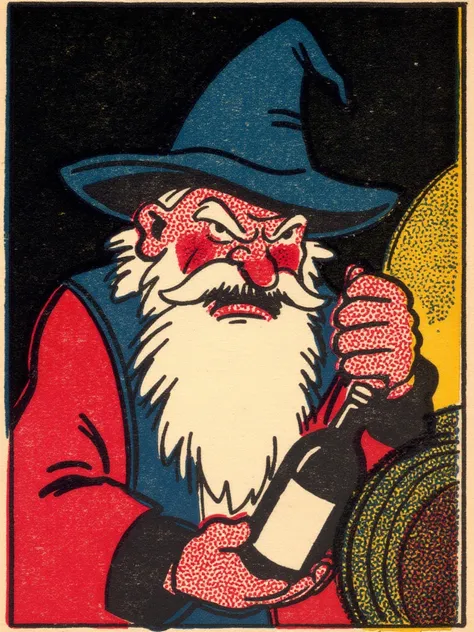 Wizard's Vintage Letterpress Cartoon