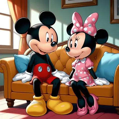 Mickey and Minnie together.