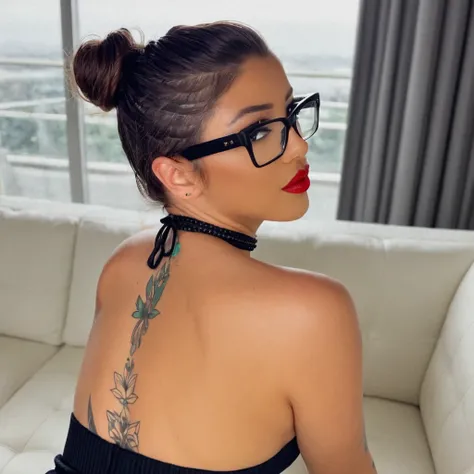 Woman with her back against the camera SDXL