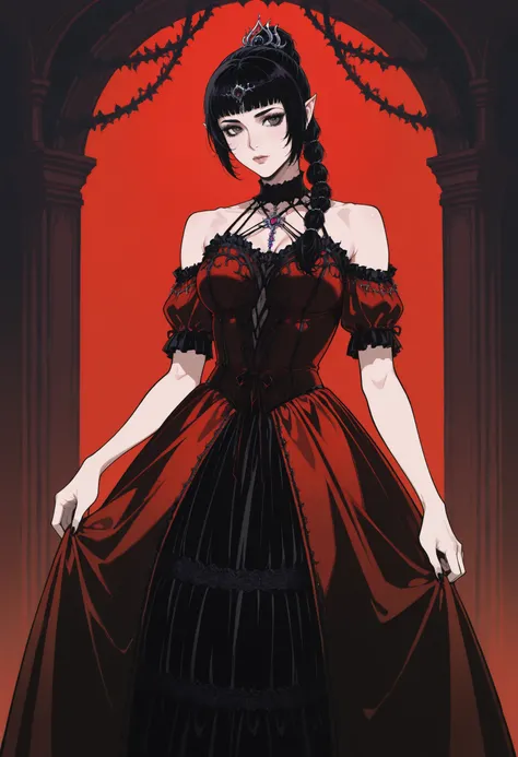 Eva Lady Red and Black Velvet Dress
