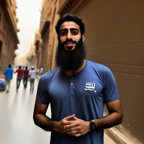 Sporty bearded arab male