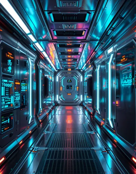 futuristic spaceship corridor background