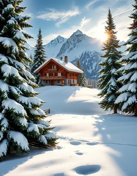 winter landscape with chalet