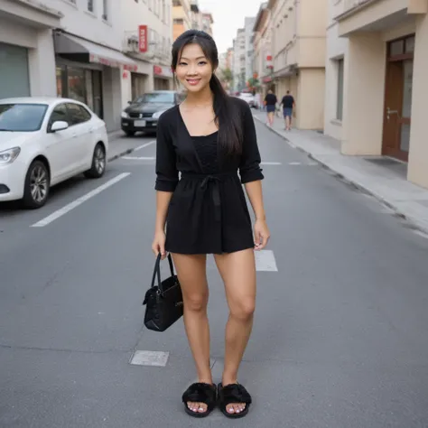 Comfy Black Fur Slides