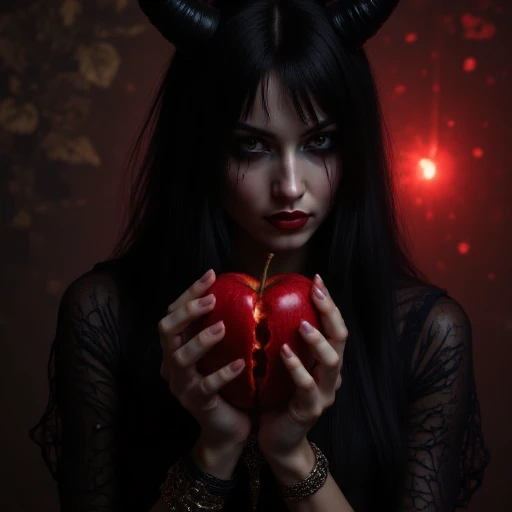 DARK QUEEN WITH A HEART SHAPED APPLE [LORA] [FLUX]