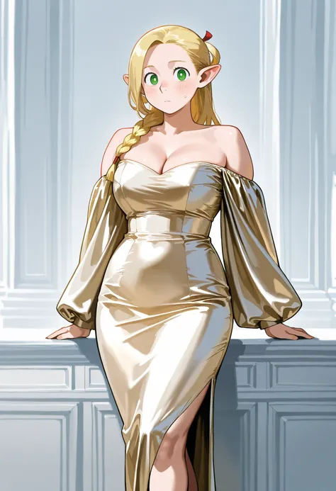 Satin Dress with Long Sleeves
