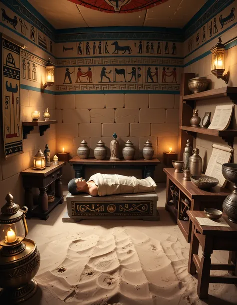 Egyptian embalming chamber pony background