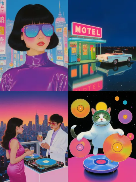 City Pop: Neon, Psychedelic, Retro, Acid, suitable for both Photography & Illustration