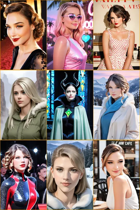 Divas Illustrious: Gal Gadot, Taylor Swift, Angelina Jolie, Margot Robbie, Scarlett Johansson