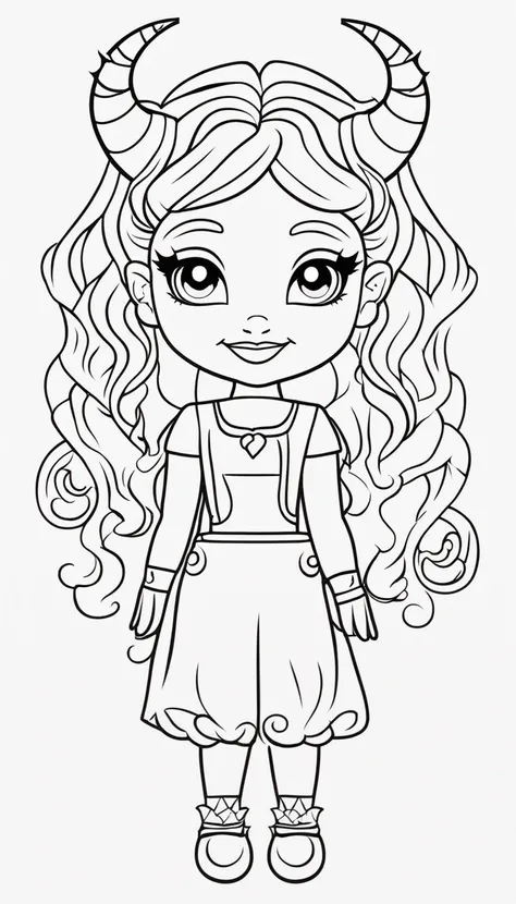 Line Art Demon Girl