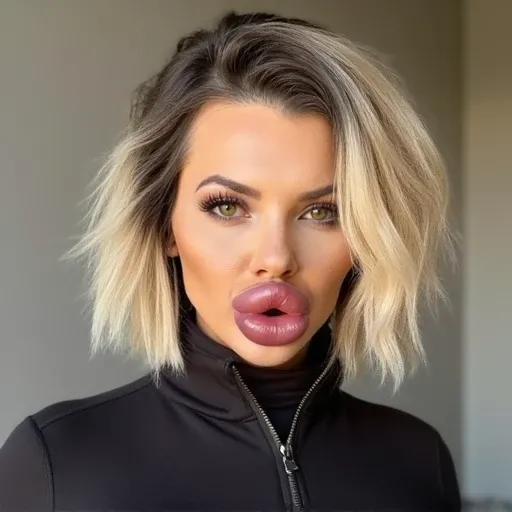 Huge lips, fakest lips, realistic morph style for FLUX