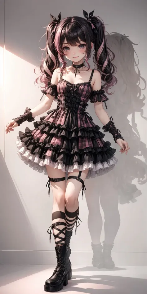 Kawaii Fashion: Pink and Black Two Tone Punk Slip Dress