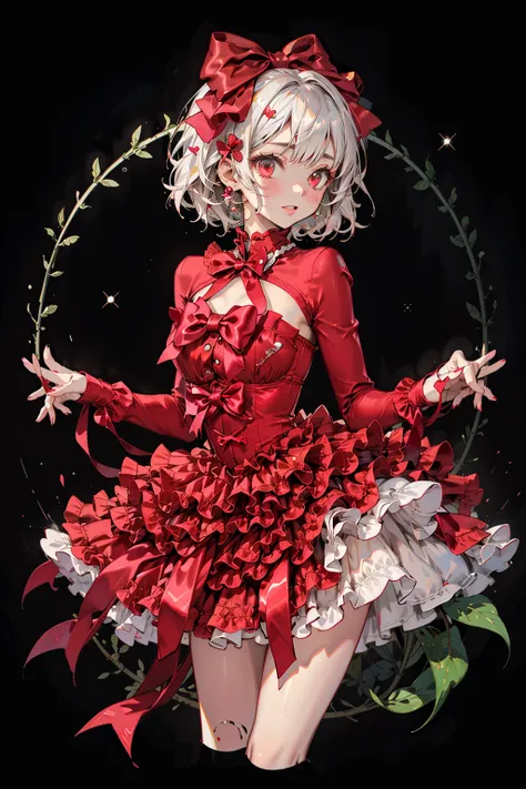 Kawaii Fashion: Red Satin Basque Waist Ribboned Dress