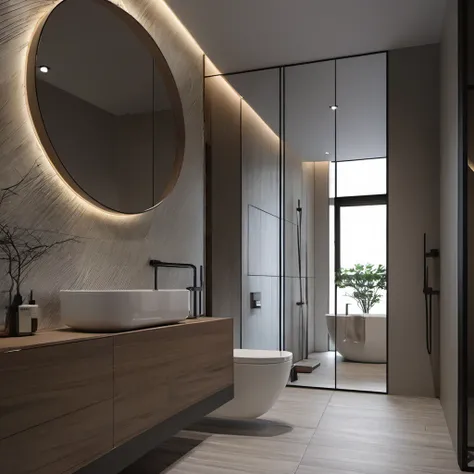 XL-A bathroom with a variety of color combinations